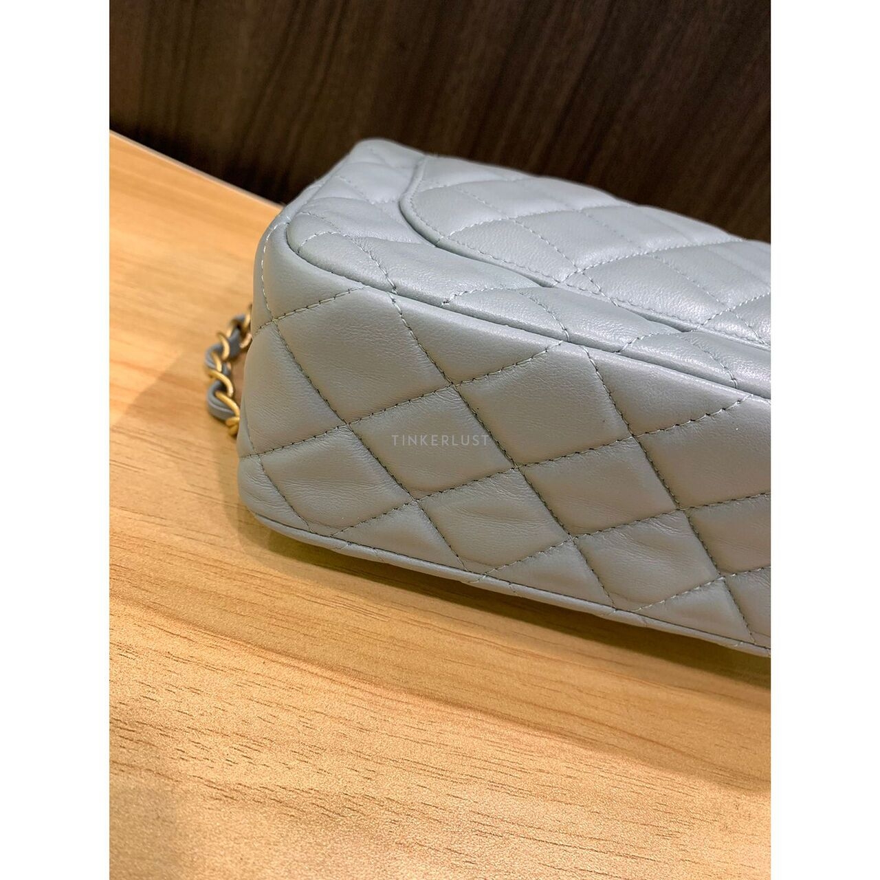 Chanel Flap Bag Light Grey Chip GHW Sling Bag