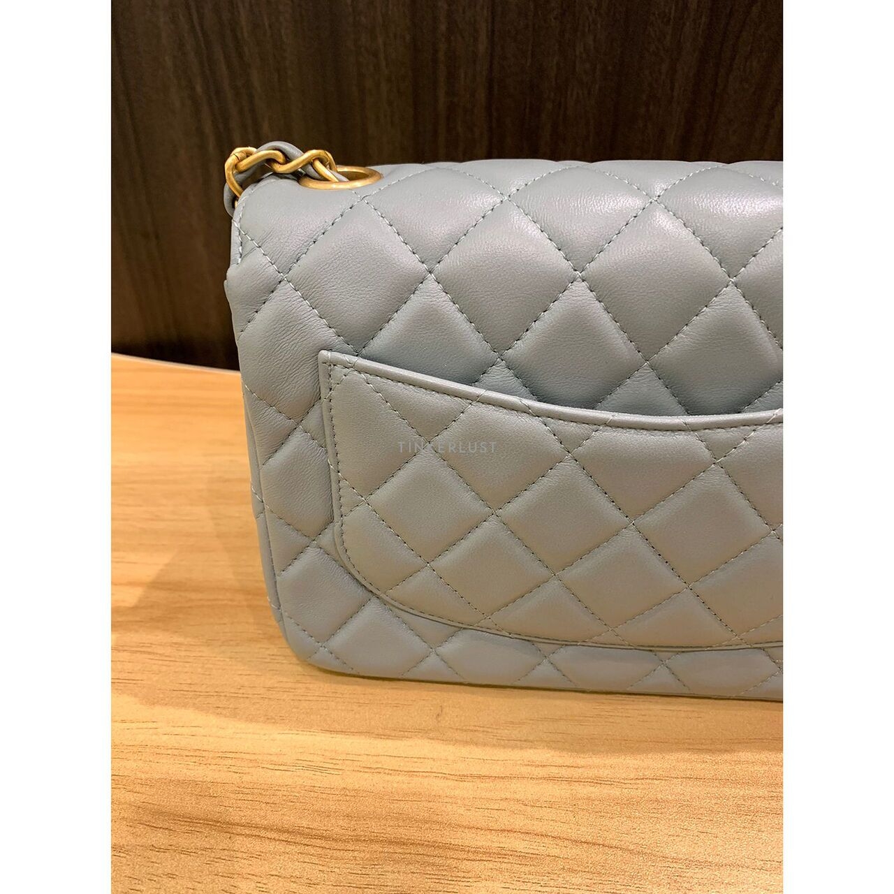 Chanel Flap Bag Light Grey Chip GHW Sling Bag