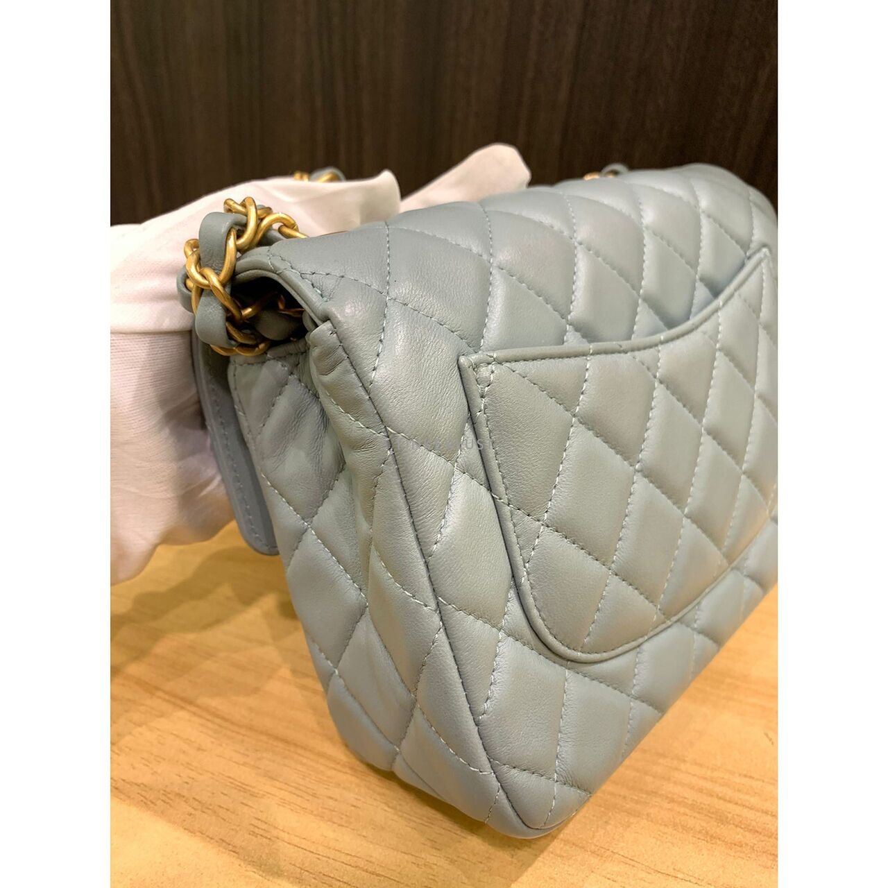 Chanel Flap Bag Light Grey Chip GHW Sling Bag