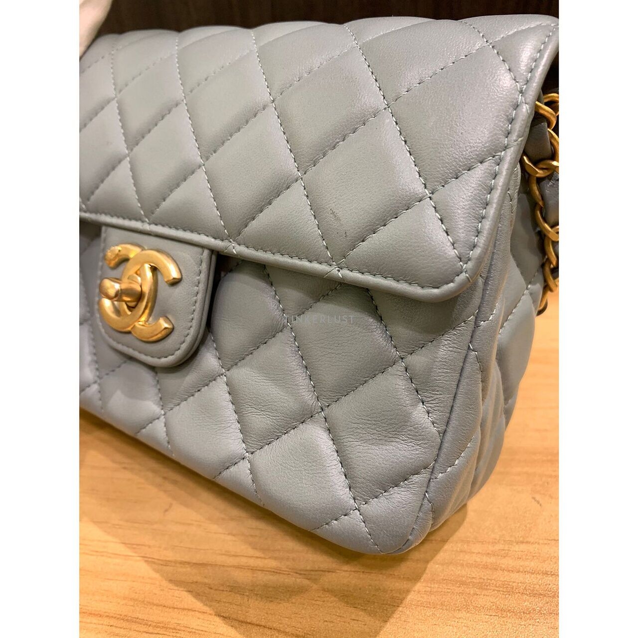 Chanel Flap Bag Light Grey Chip GHW Sling Bag