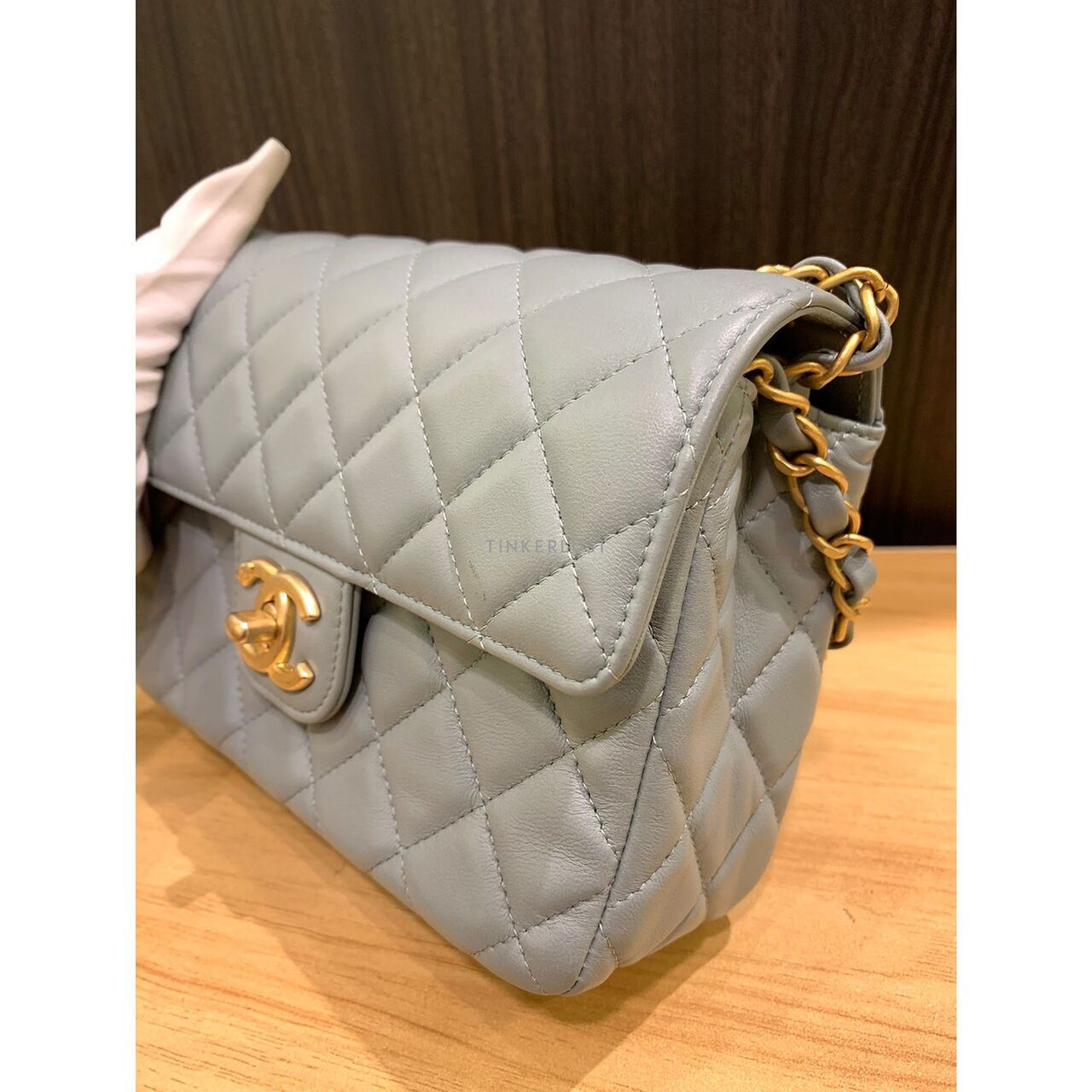 Chanel Flap Bag Light Grey Chip GHW Sling Bag