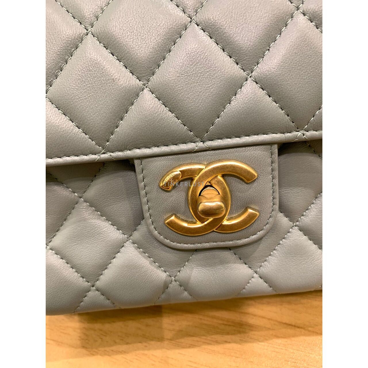 Chanel Flap Bag Light Grey Chip GHW Sling Bag