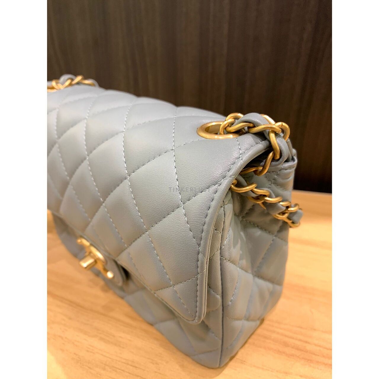 Chanel Flap Bag Light Grey Chip GHW Sling Bag