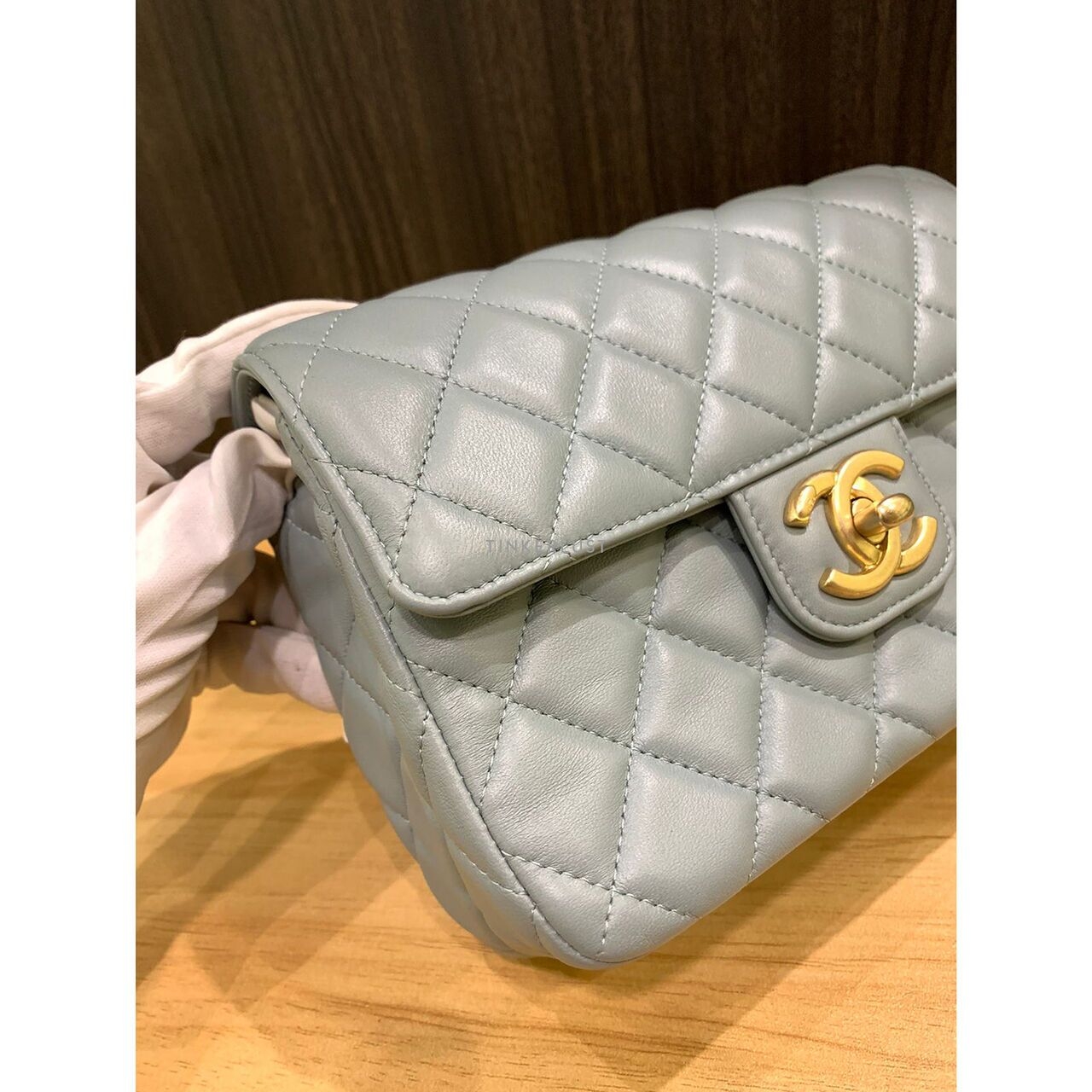 Chanel Flap Bag Light Grey Chip GHW Sling Bag