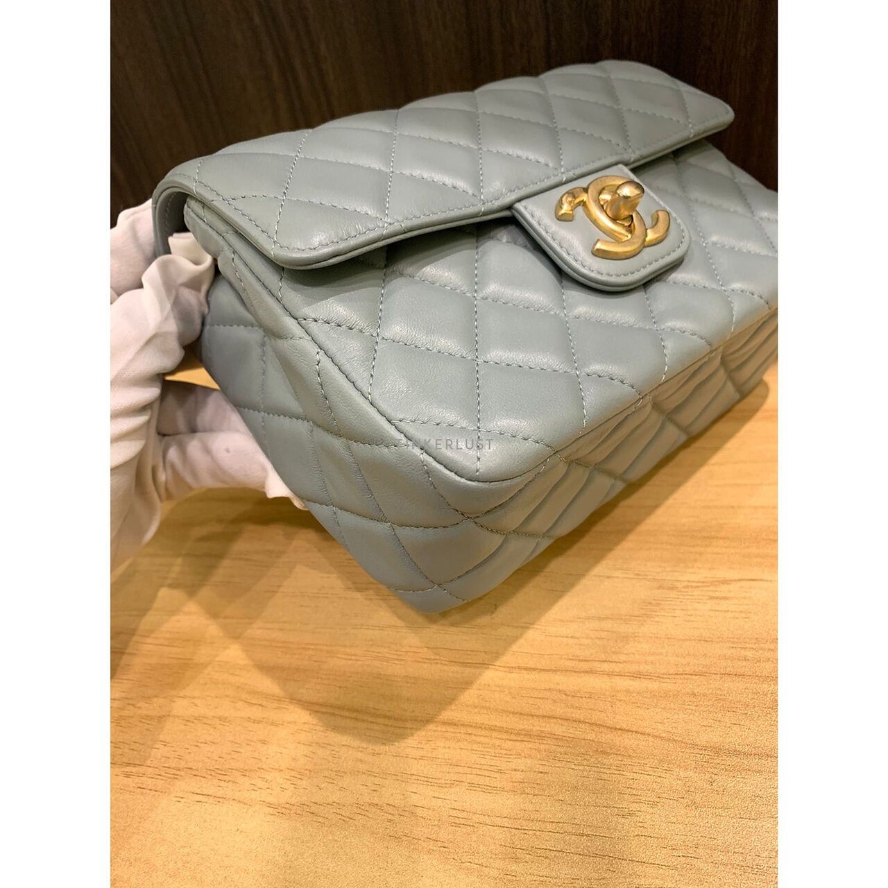 Chanel Flap Bag Light Grey Chip GHW Sling Bag