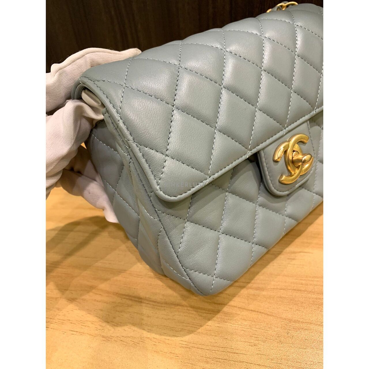 Chanel Flap Bag Light Grey Chip GHW Sling Bag