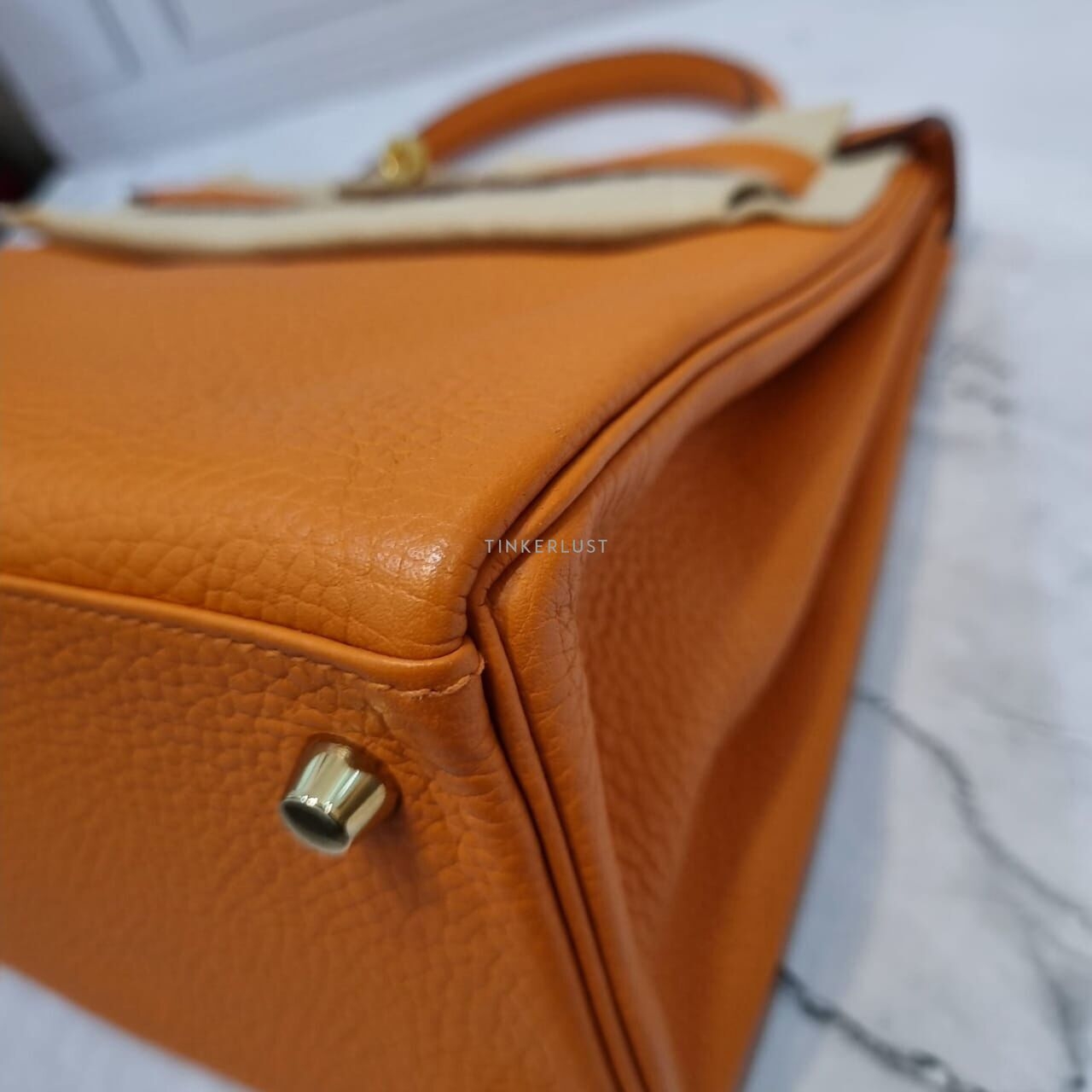 Hermes Kelly 28 Togo Feu Orange GHW #T Satchel Bag