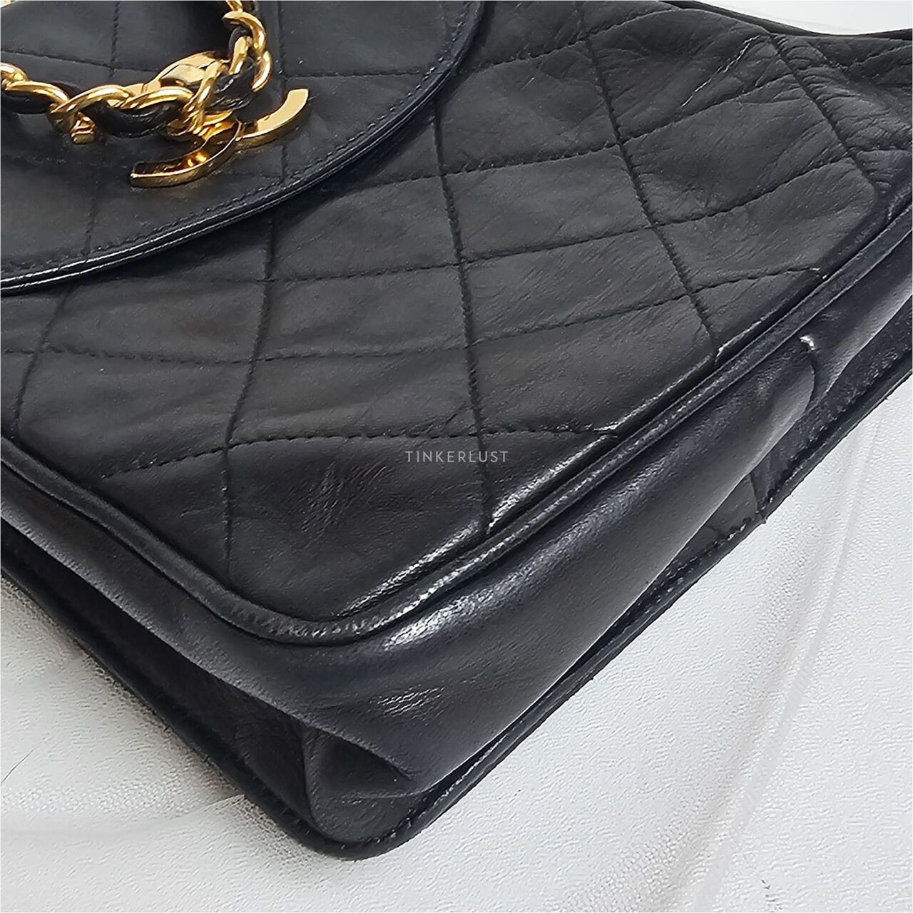 Chanel Vintage Black Lambskin GHW Sling Bag