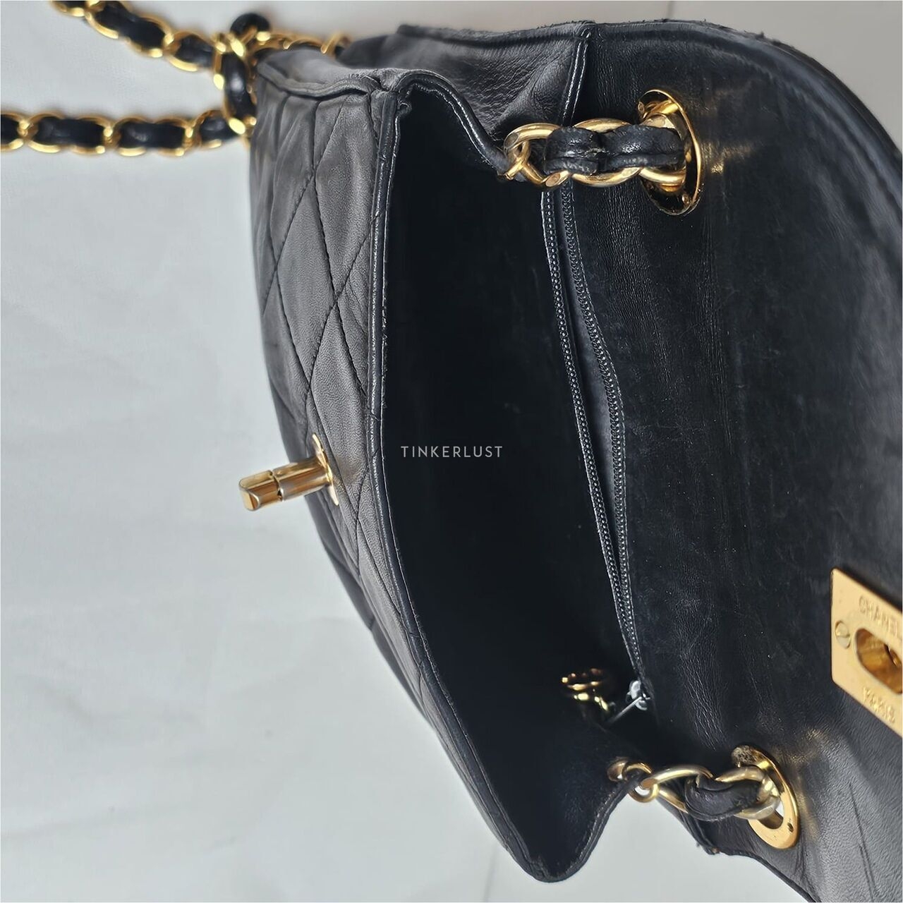 Chanel Vintage Black Lambskin GHW Sling Bag