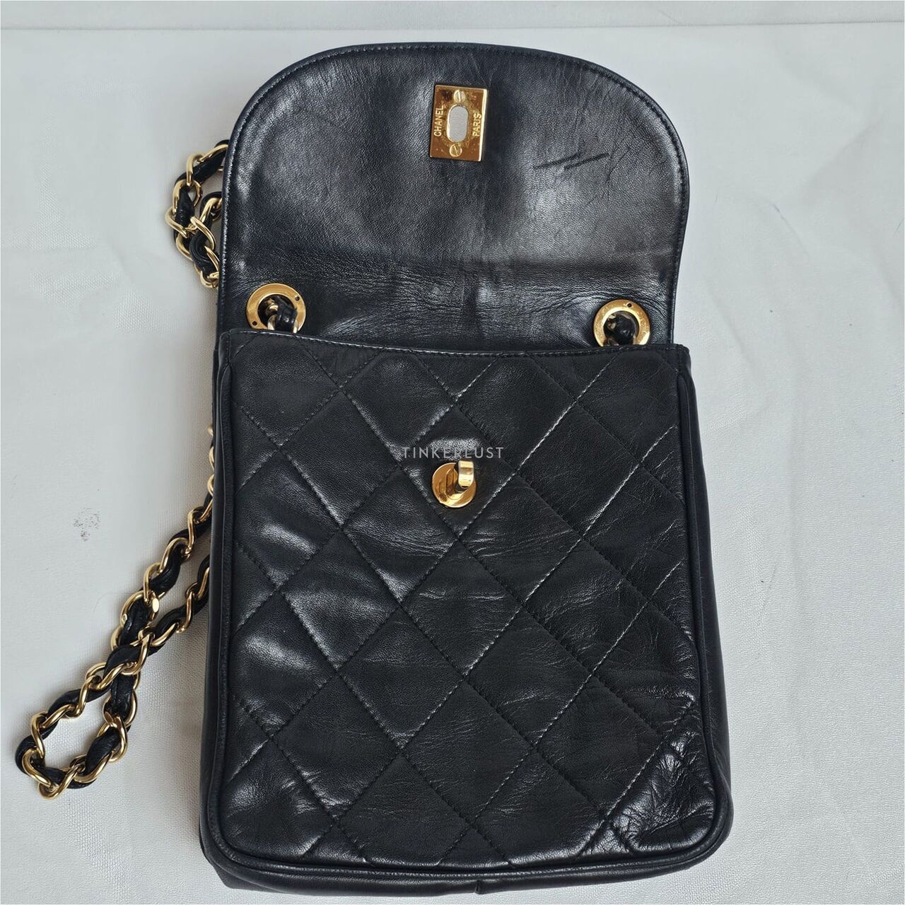 Chanel Vintage Black Lambskin GHW Sling Bag