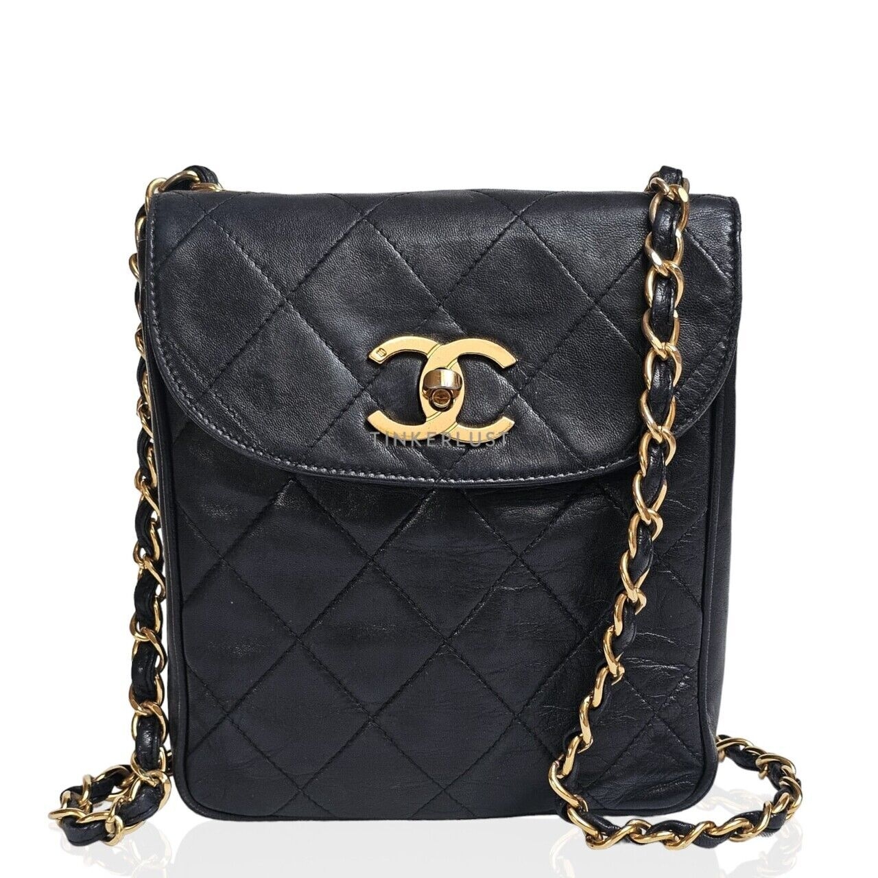 Chanel Vintage Black Lambskin GHW Sling Bag