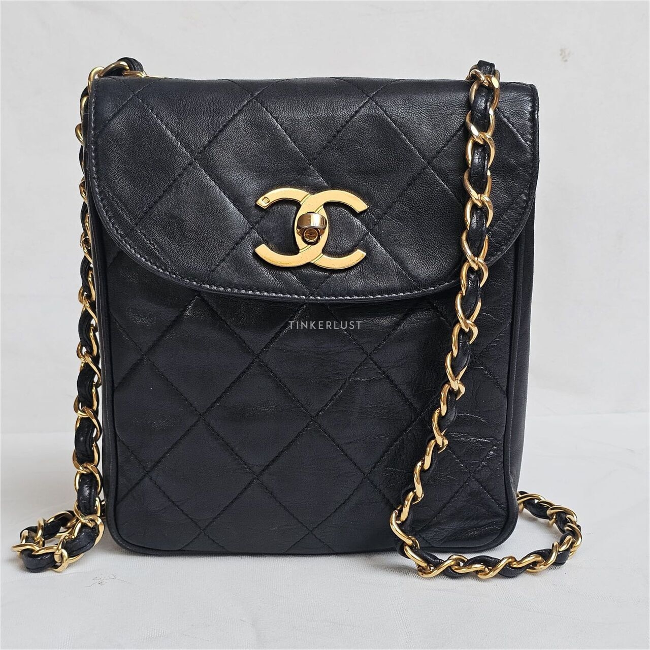 Chanel Vintage Black Lambskin GHW Sling Bag