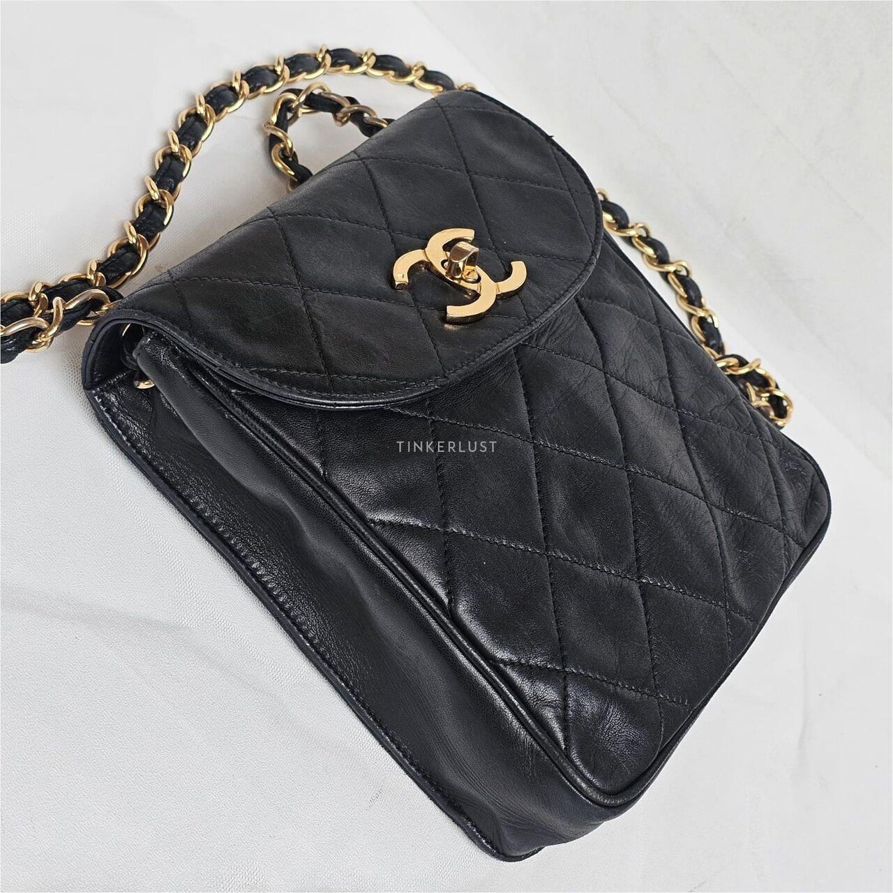 Chanel Vintage Black Lambskin GHW Sling Bag