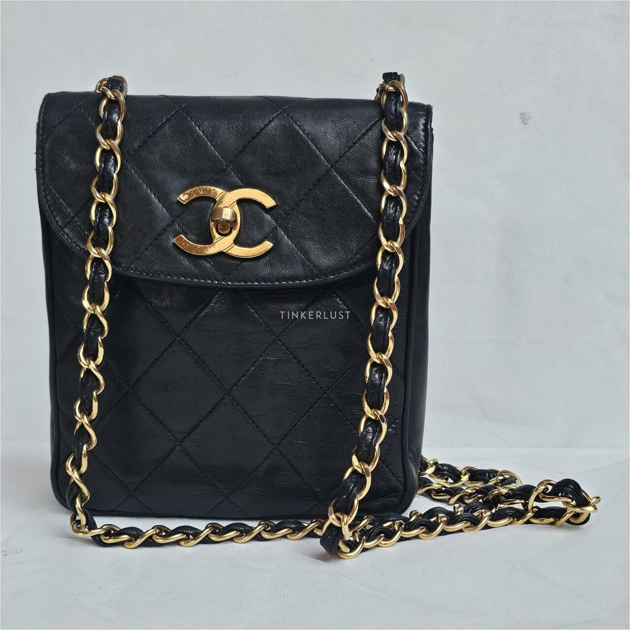 Chanel Vintage Black Lambskin GHW Sling Bag