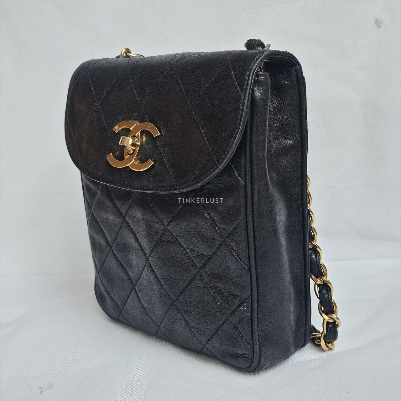 Chanel Vintage Black Lambskin GHW Sling Bag