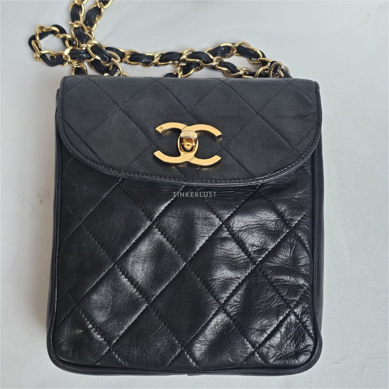 Chanel Vintage Black Lambskin GHW Sling Bag