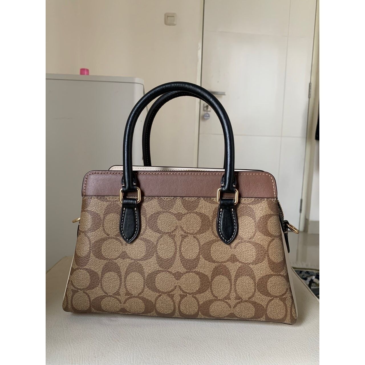 Coach Darcie Carryall Signature Canvas Brown Sling Bag