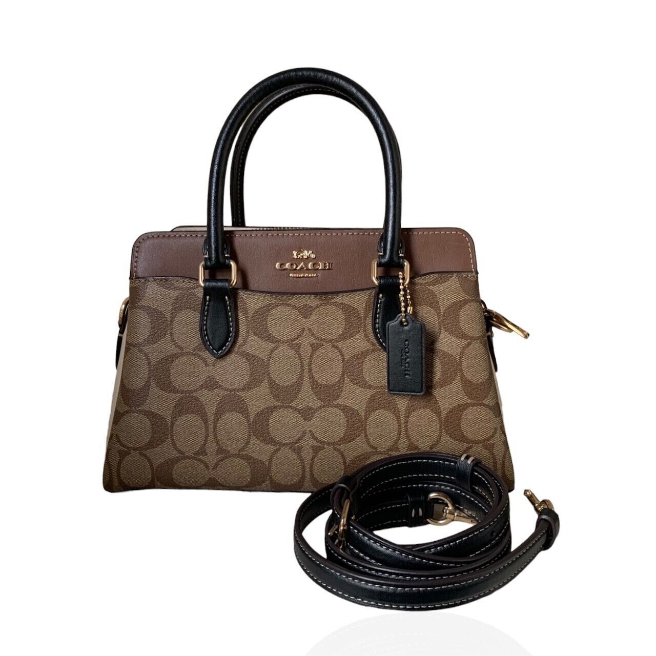 Coach Darcie Carryall Signature Canvas Brown Sling Bag