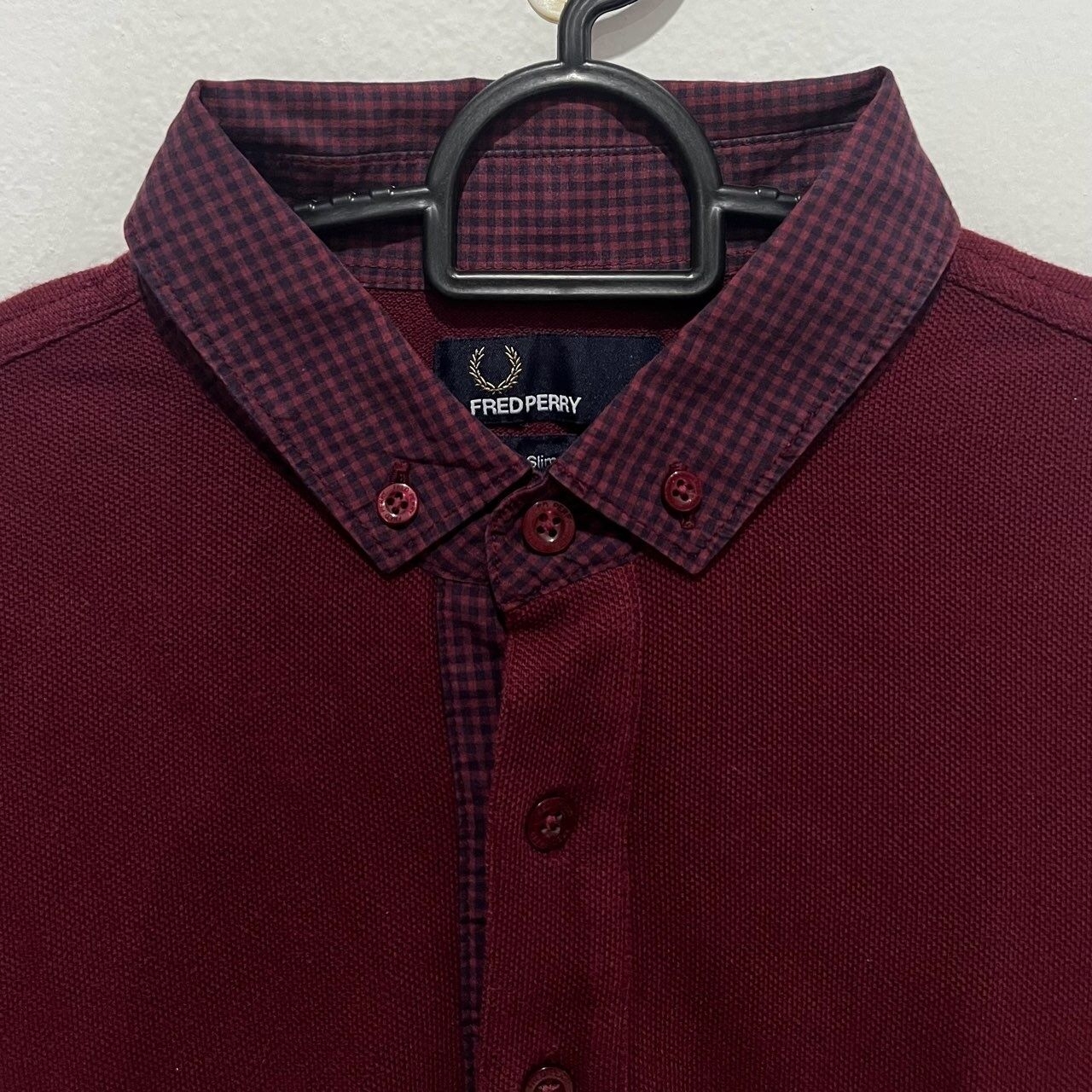 Fred Perry Overdyed Gingham Trim Polo T-Shirt