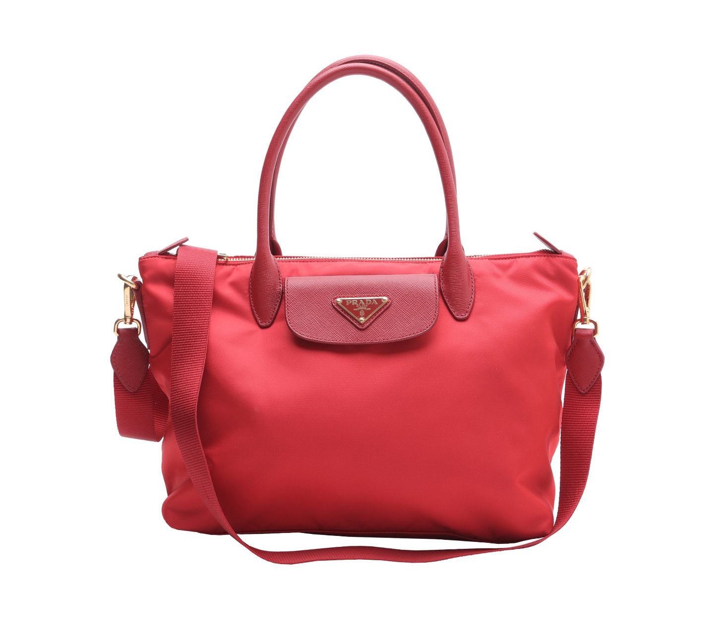 Prada Red Nylon Satchel