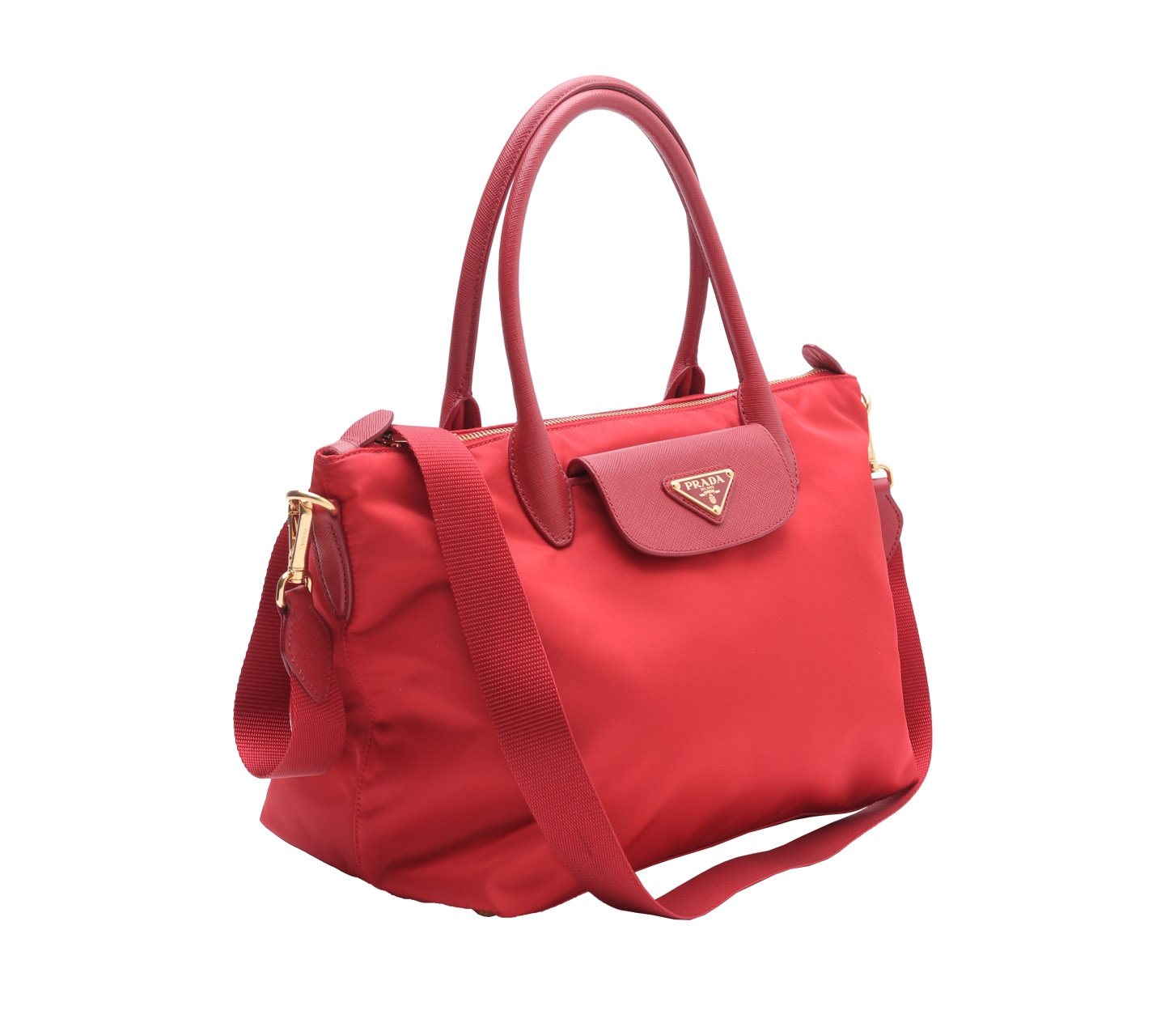 Prada Red Nylon Satchel