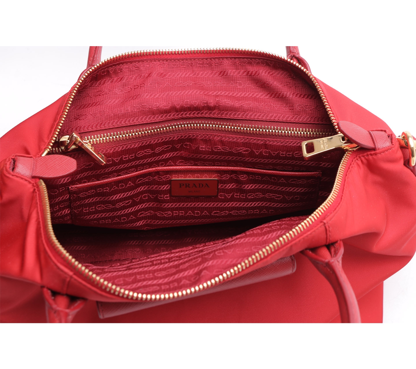 Prada Red Nylon Satchel