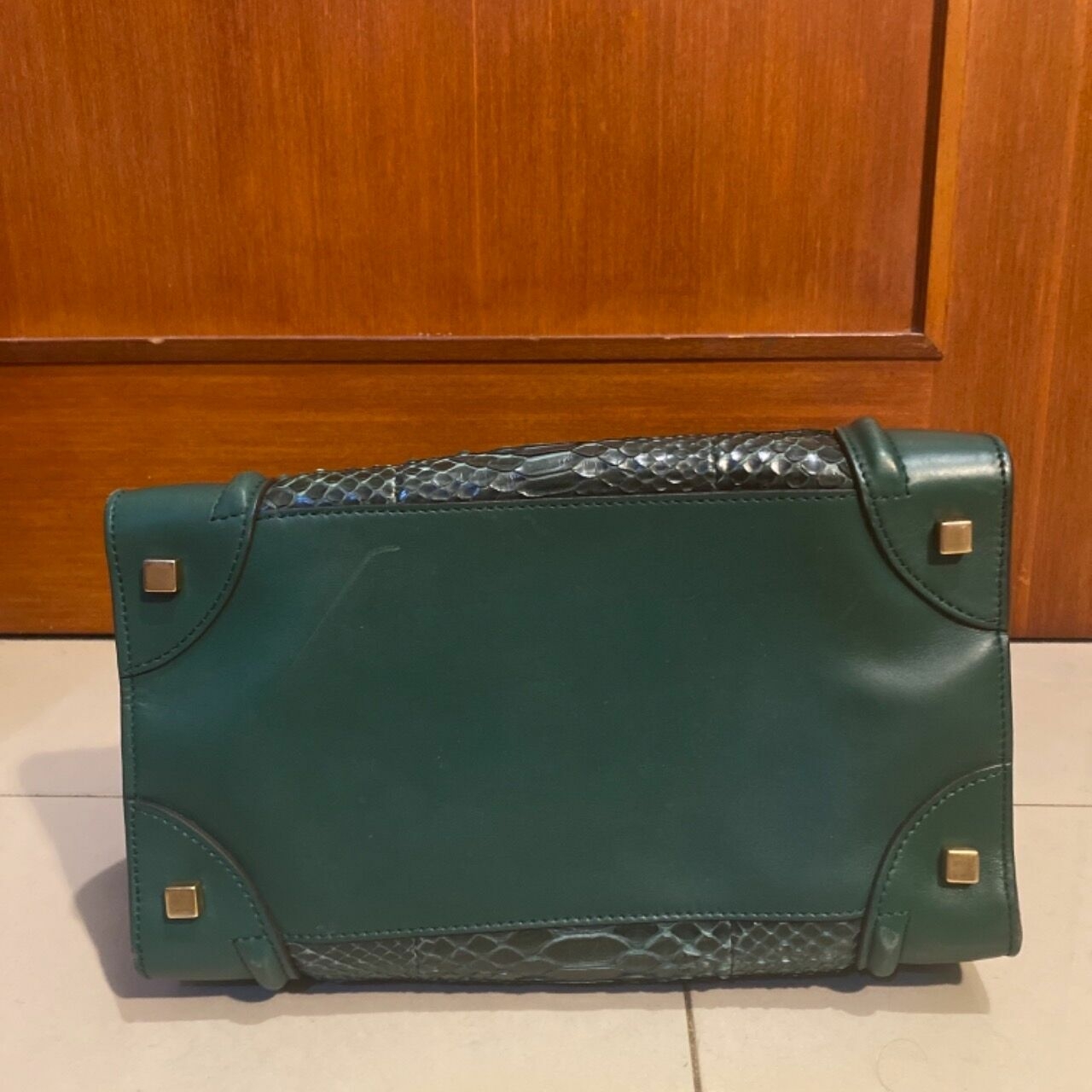 Celine Green Animal Print Luggage and Travel