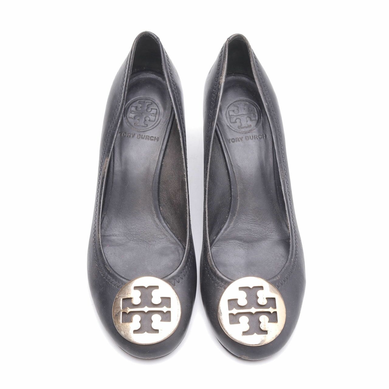 Tory Burch Black Leather Wedges