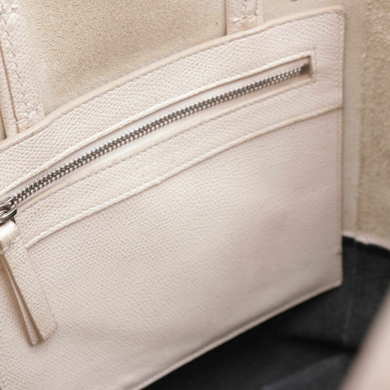 Celine Cream & Black Leather Cabas Small Vertical Satchel