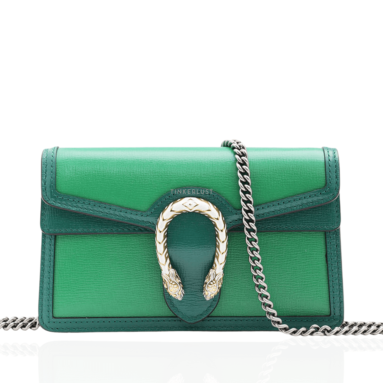 Gucci Super Mini Dionysus Chain Shoulder Bag in Green/Dark Green