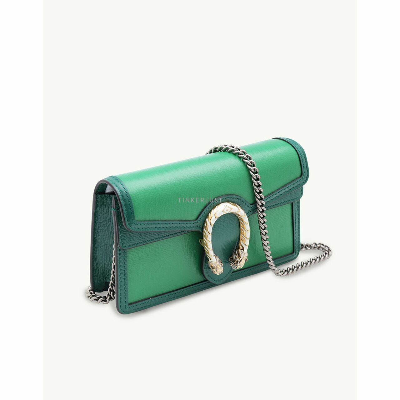 Gucci Super Mini Dionysus Chain Shoulder Bag in Green/Dark Green