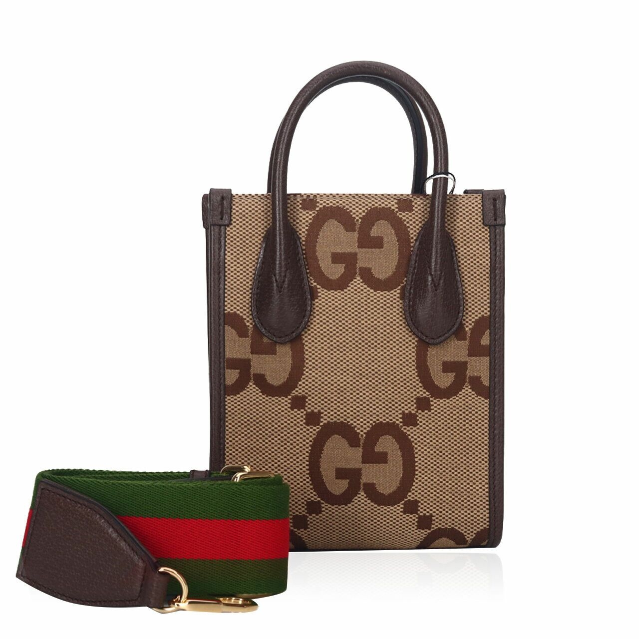 Gucci Monogram Jumbo GG Mini Vertical Tote Brown