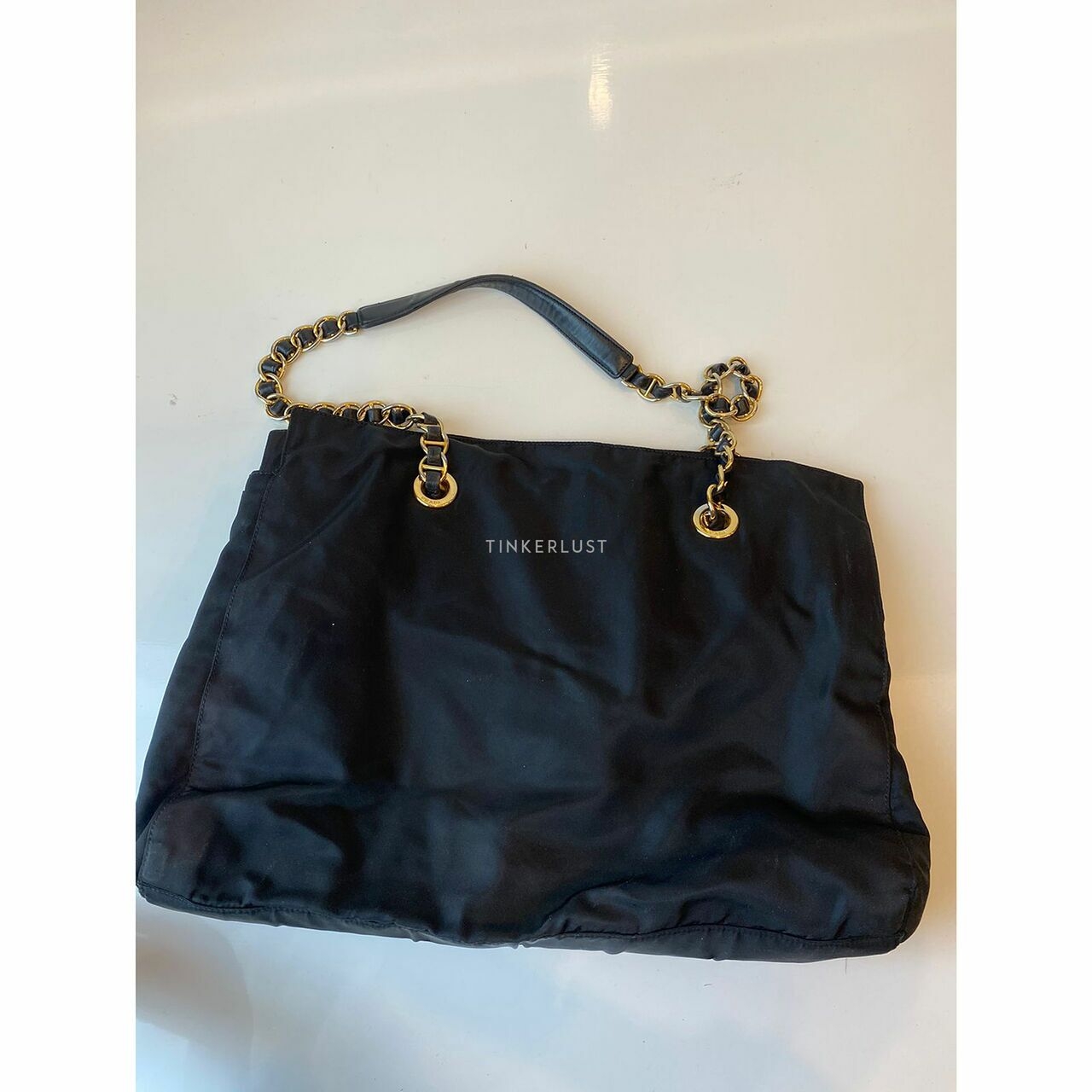 Prada Tessuto Black Vintage GHW Tote Bag