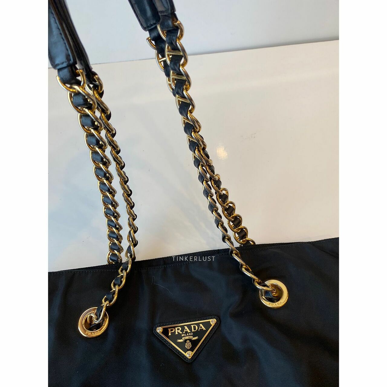 Prada Tessuto Black Vintage GHW Tote Bag