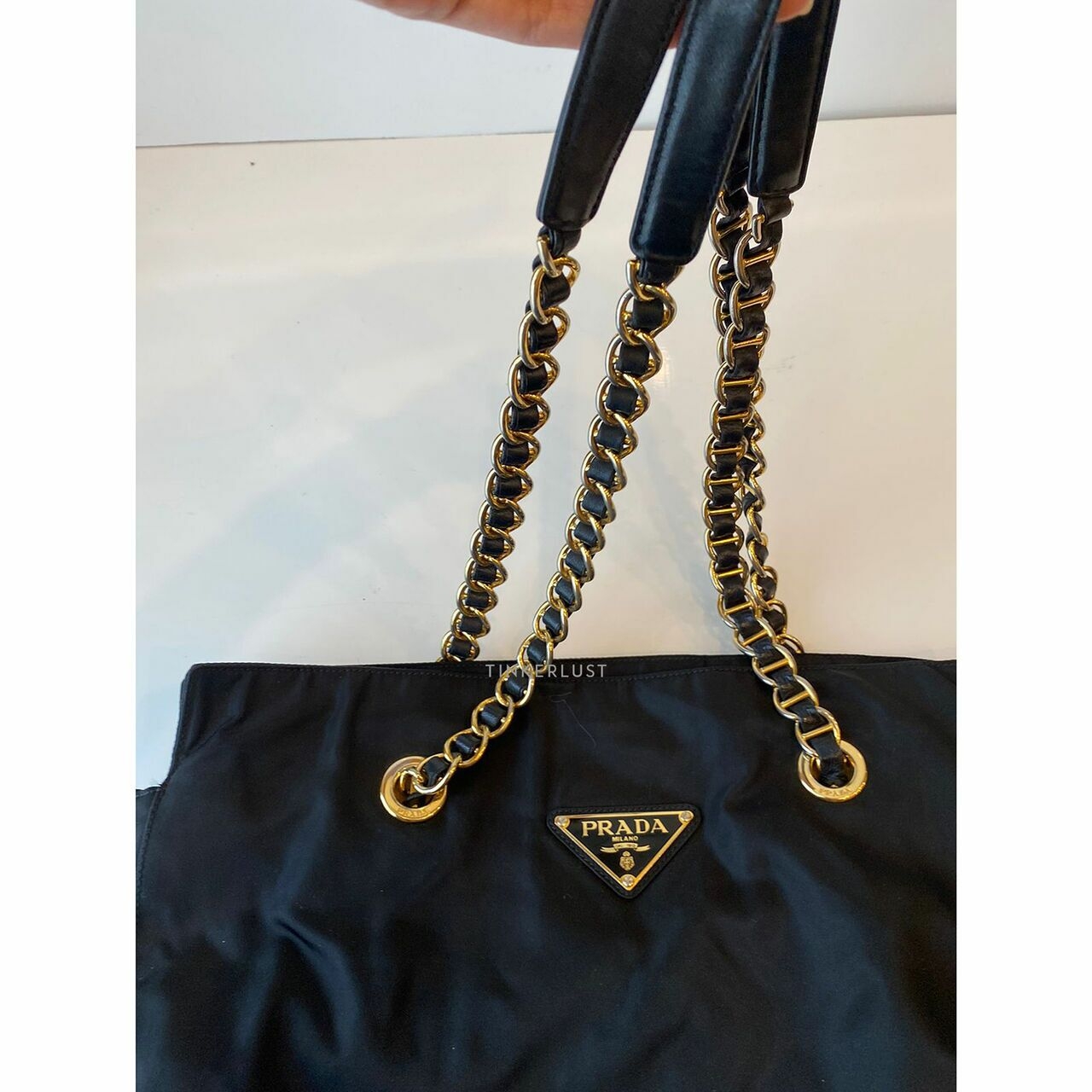 Prada Tessuto Black Vintage GHW Tote Bag