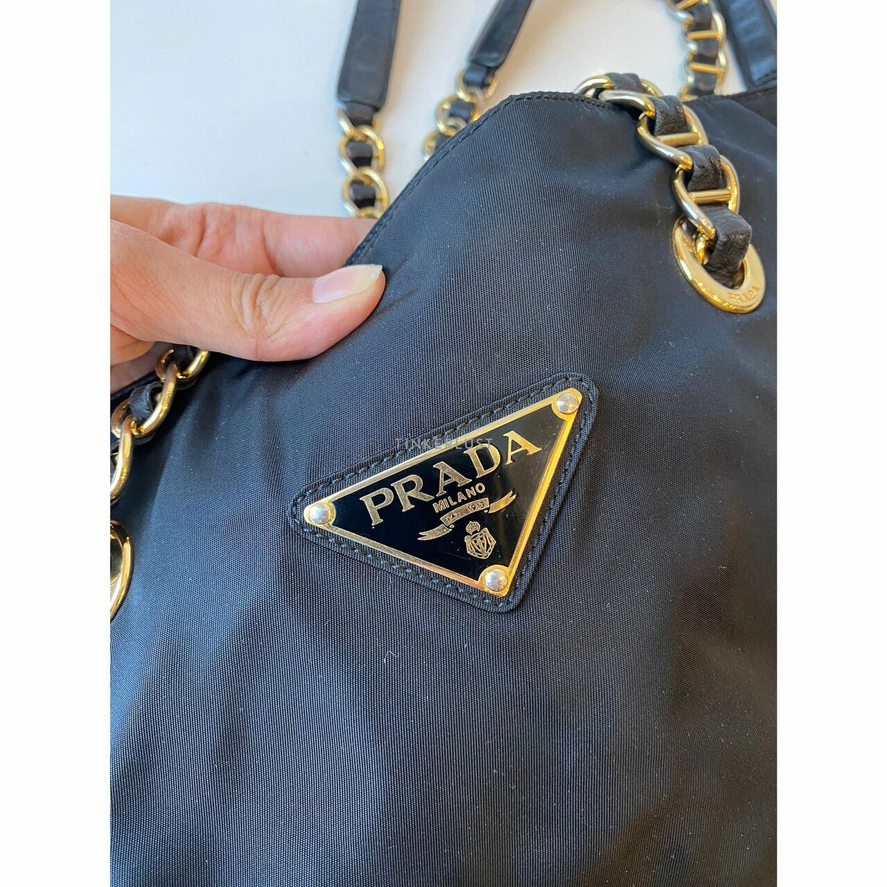 Prada Tessuto Black Vintage GHW Tote Bag