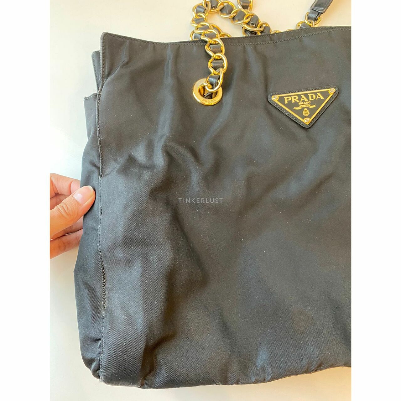 Prada Tessuto Black Vintage GHW Tote Bag