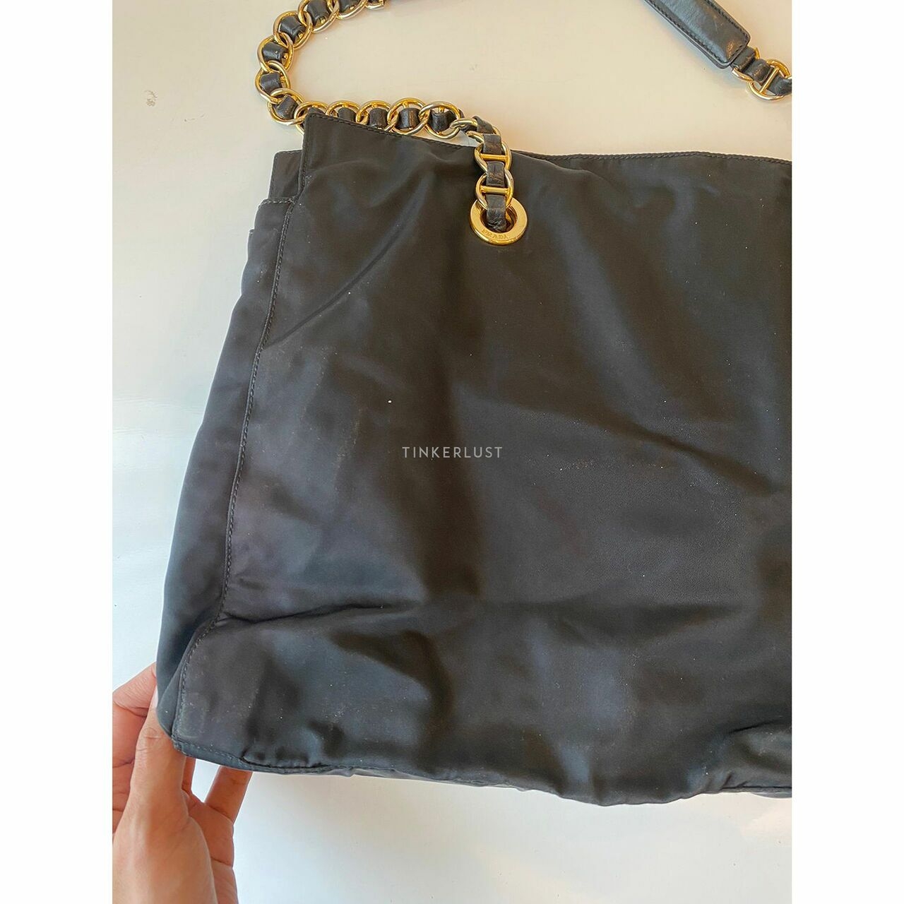 Prada Tessuto Black Vintage GHW Tote Bag