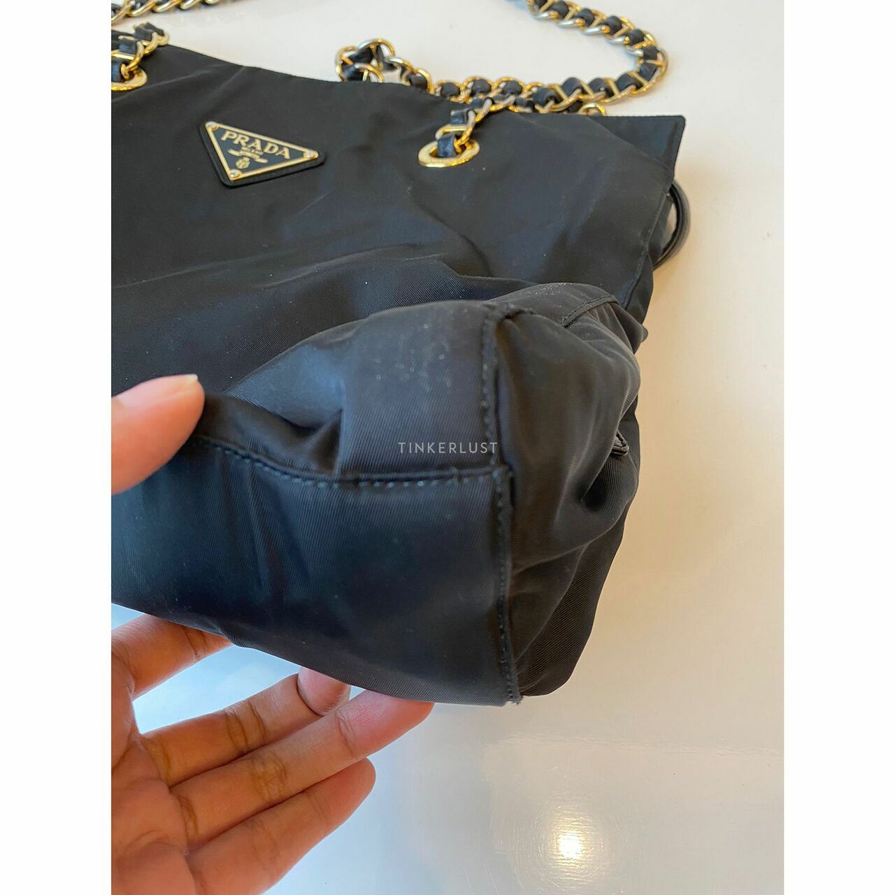 Prada Tessuto Black Vintage GHW Tote Bag