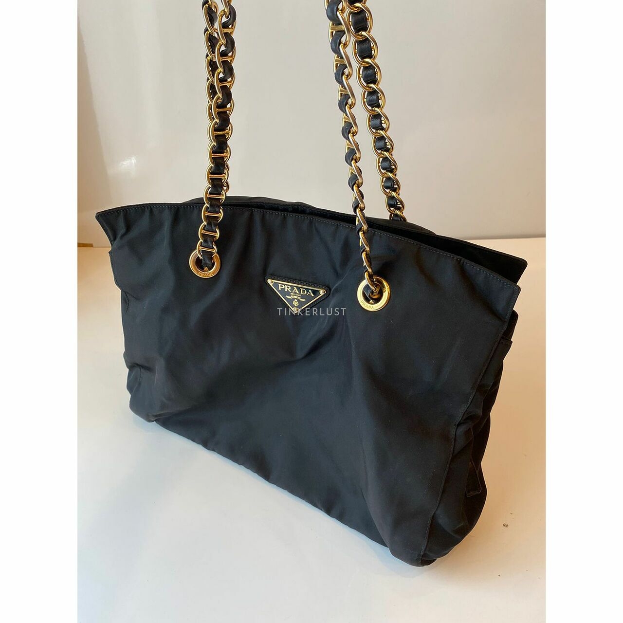 Prada Tessuto Black Vintage GHW Tote Bag