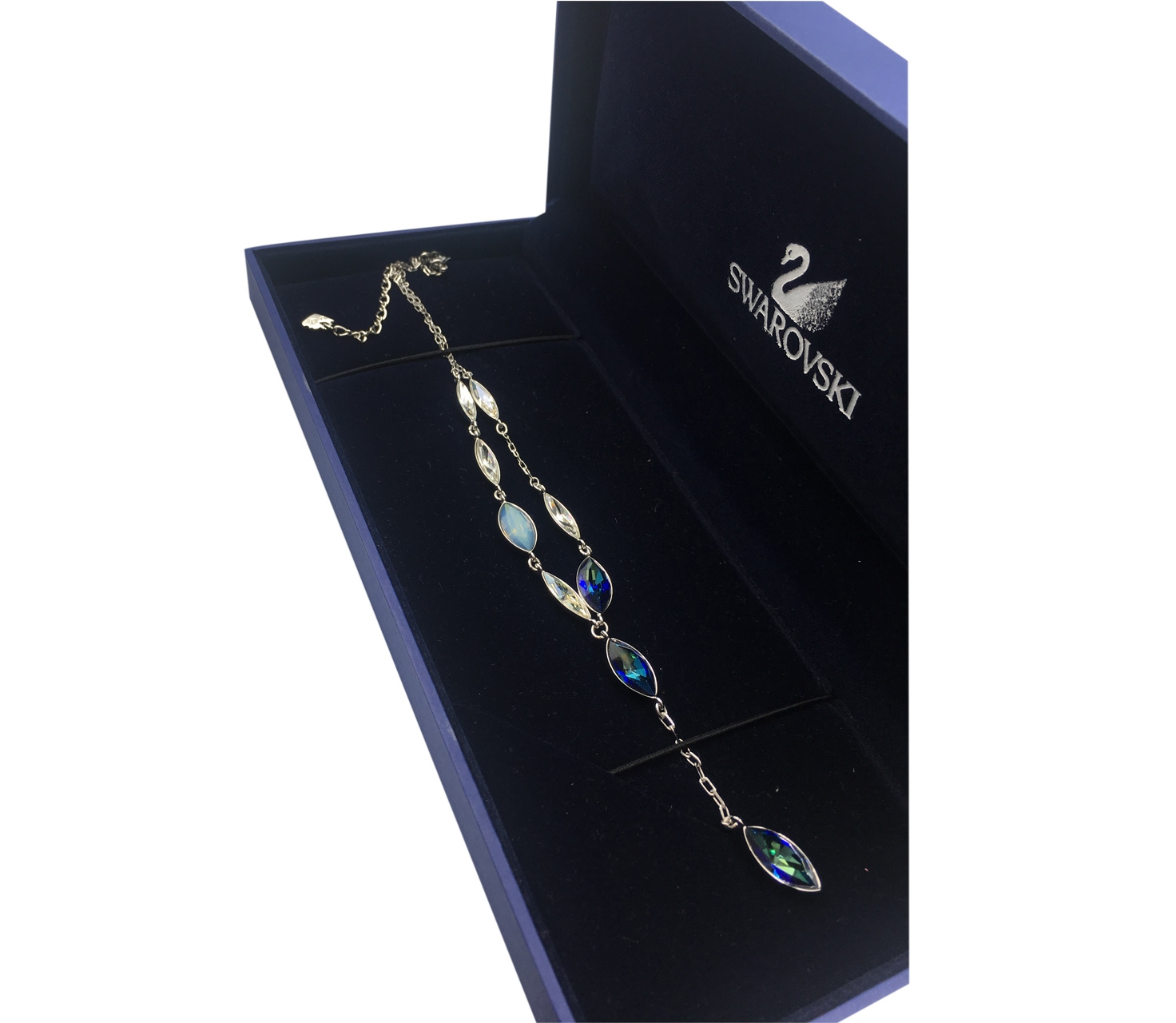 Swarovski Silver and Blue 935360 Enjoy Y Necklace Jewellery