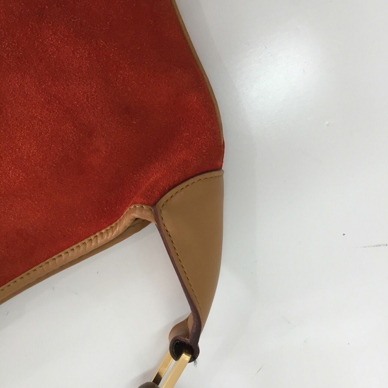 Gucci Orange Bamboo Jackie Suede Shoulder Bag