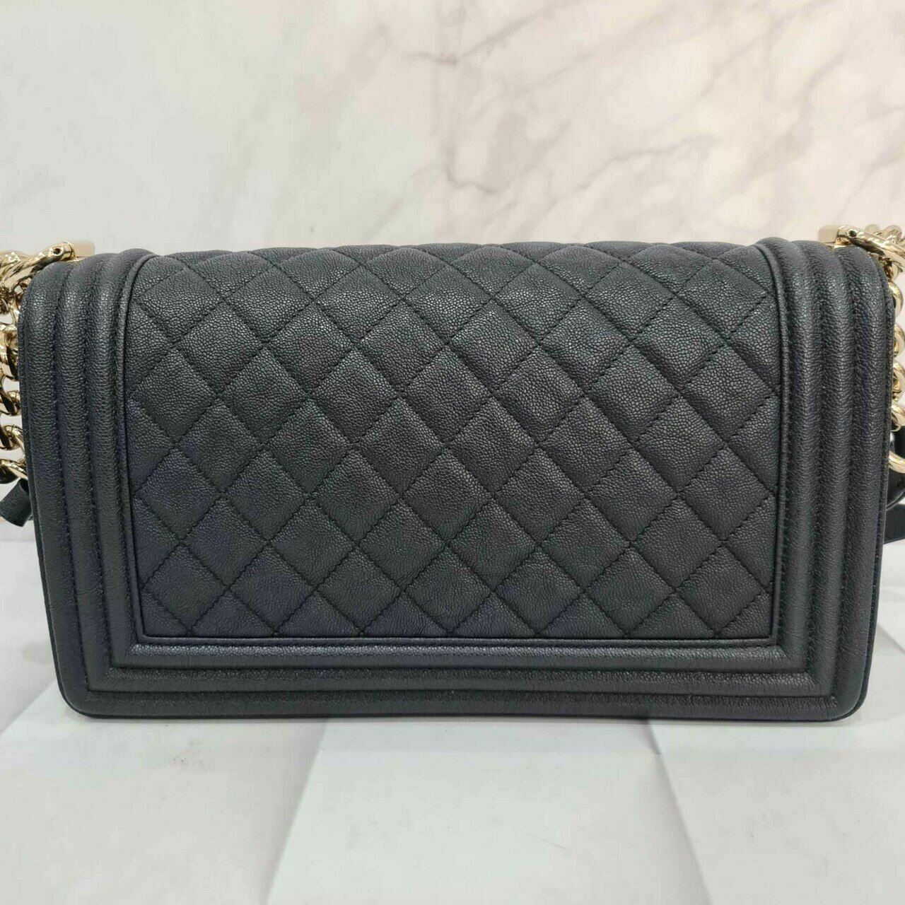 Chanel Boy Navy Calfskin #30 Shoulder Bag