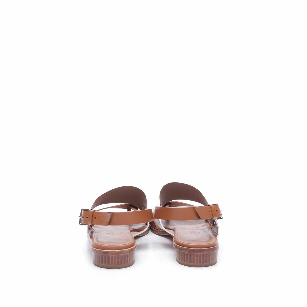 Hermes Ankle Strap Brown White Sandals