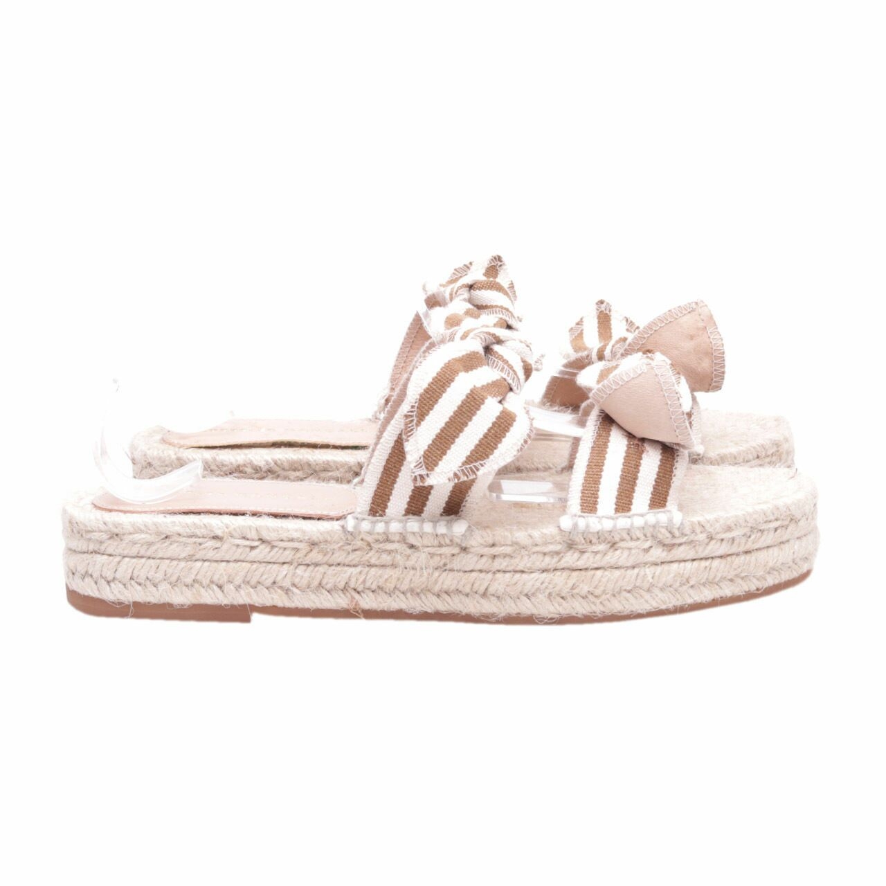 Loeffler Randall Beige Striped Bow Espadrille Sandals