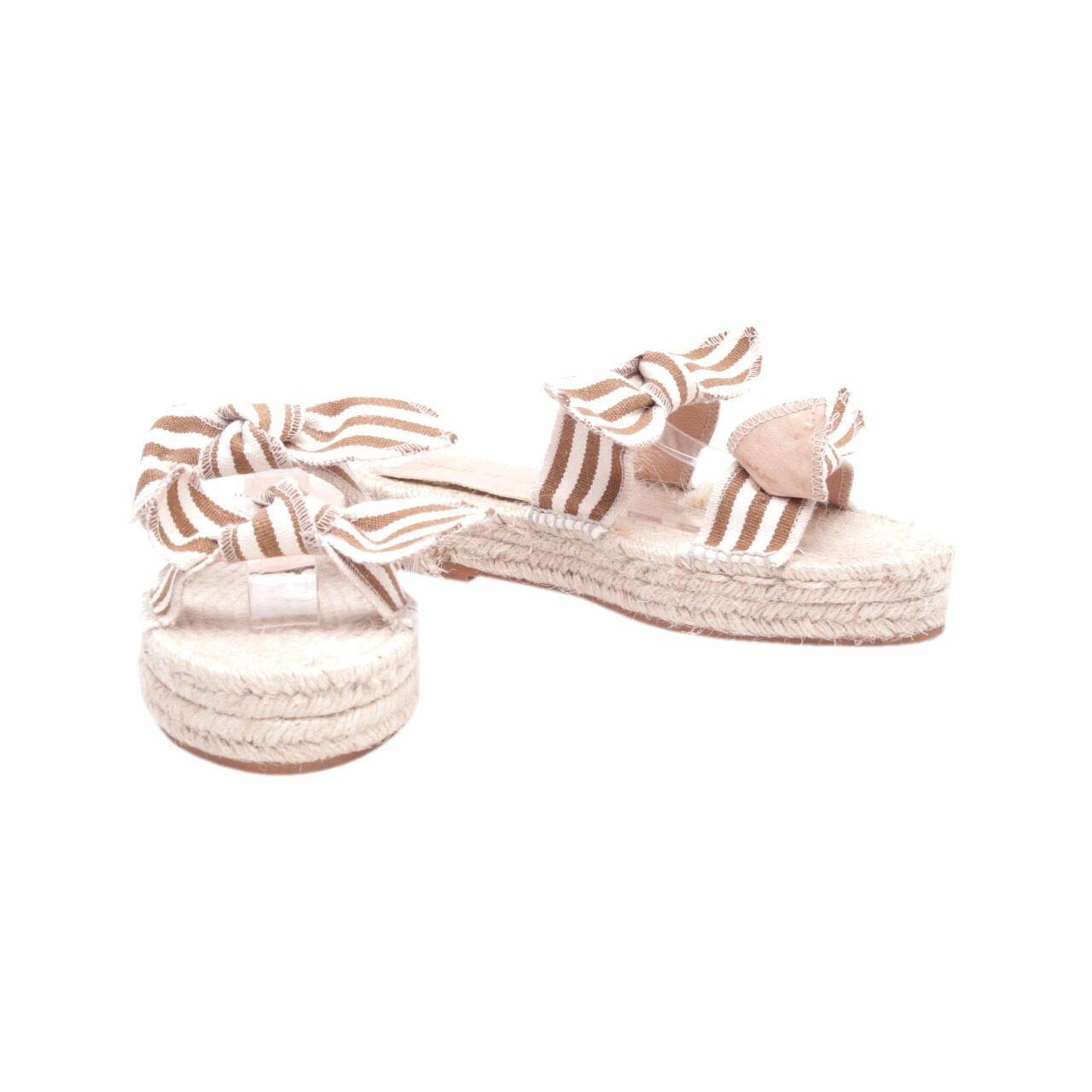 Loeffler Randall Beige Striped Bow Espadrille Sandals