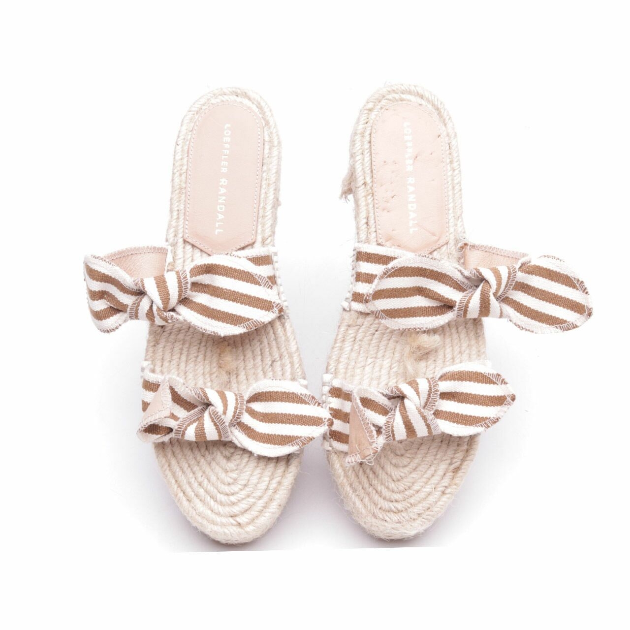 Loeffler Randall Beige Striped Bow Espadrille Sandals