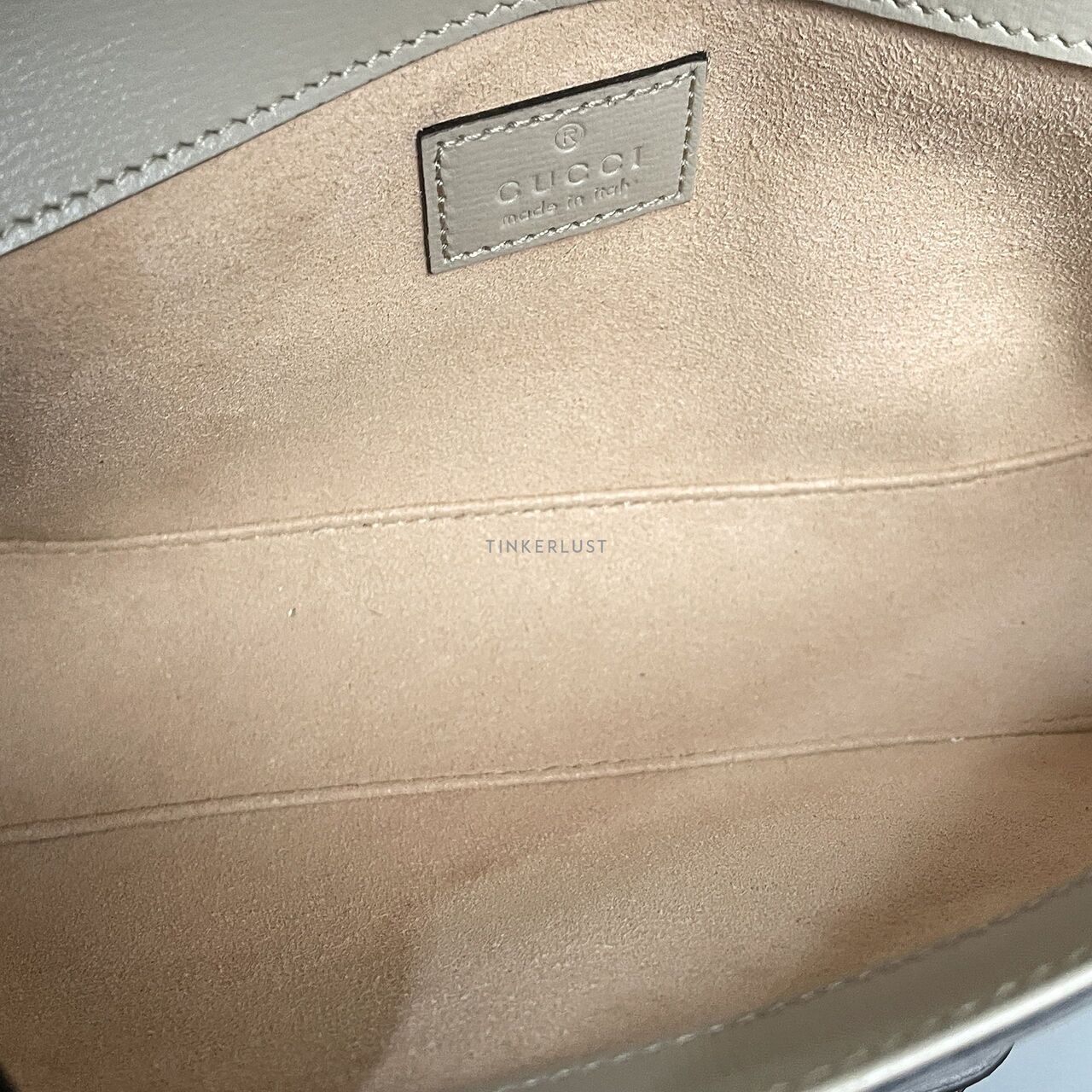 Gucci Horsebit 1955 Beige & White Coated Canvas GHW Shoulder Bag