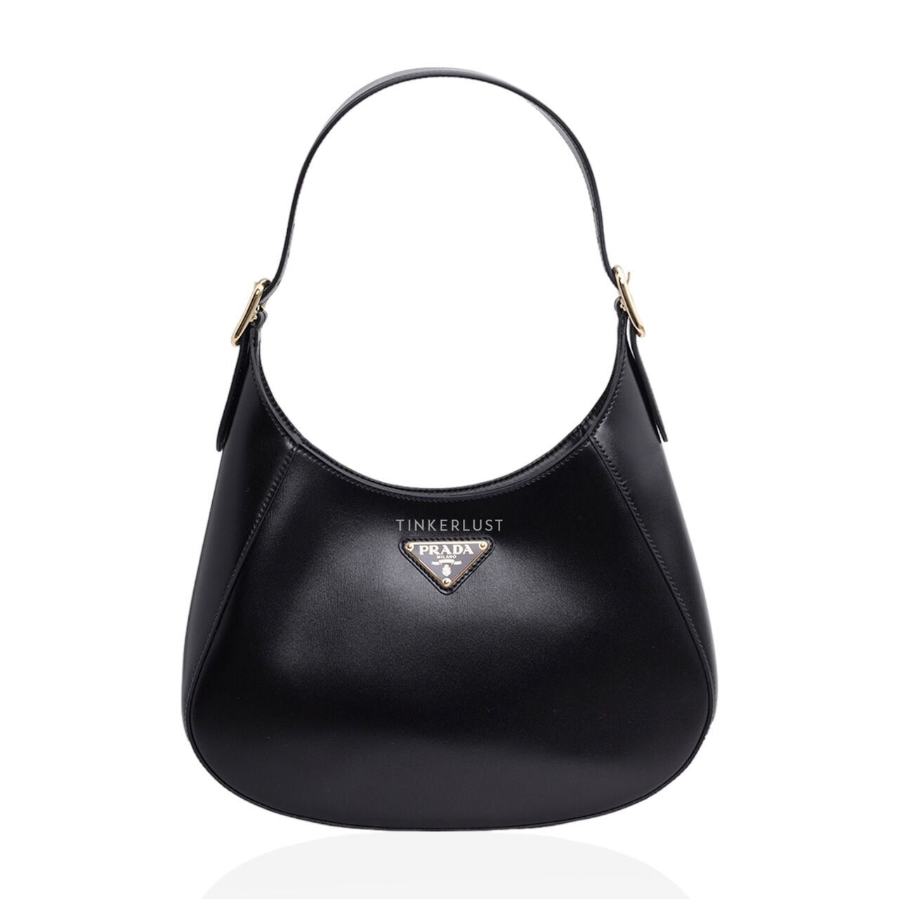 Prada Cleo Black Leather GHW Shoulder Bag