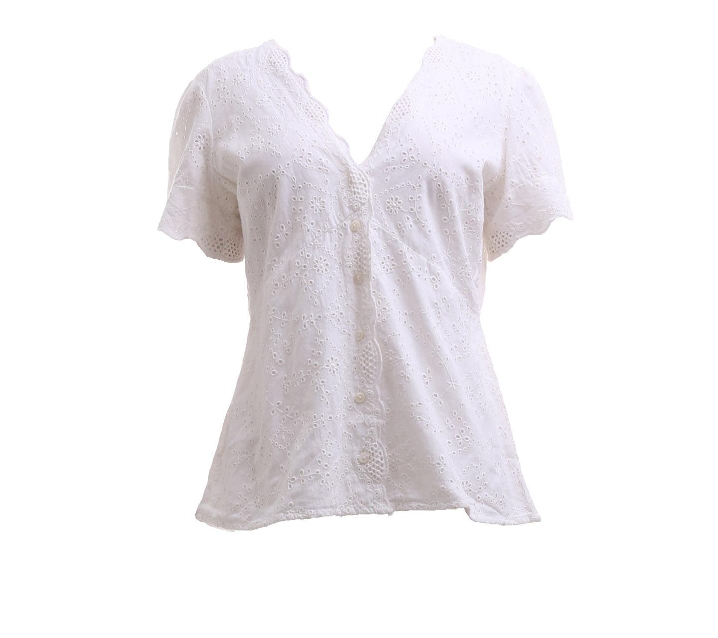 Mango White Perforated Blouse